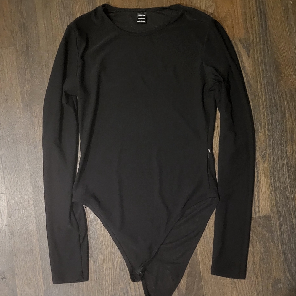 SHEIN Black Long Sleeve Bodysuit